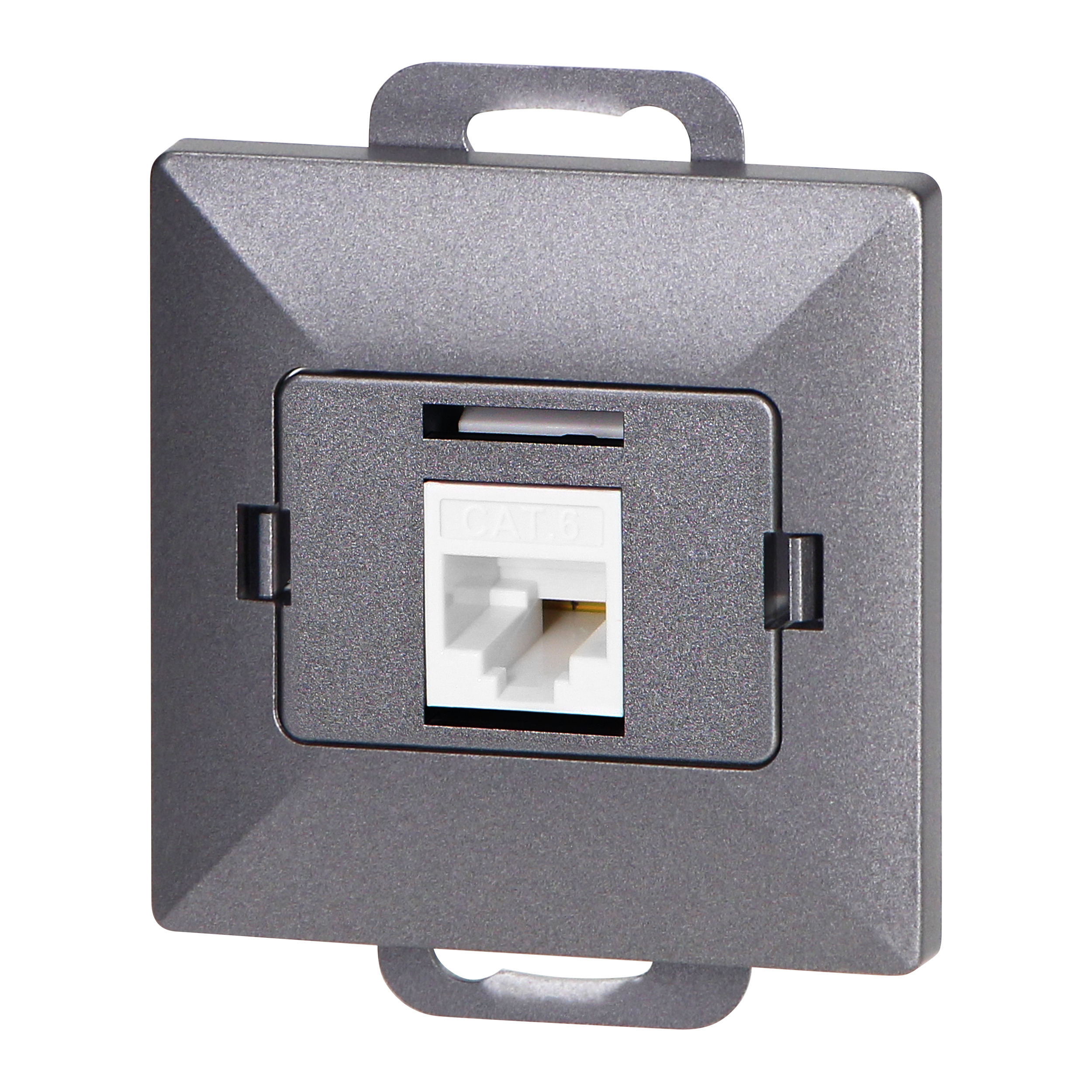 Gniazdo 1xRJ45 Cat5 Pearl, RJ45-5CAT/P1, antracyt