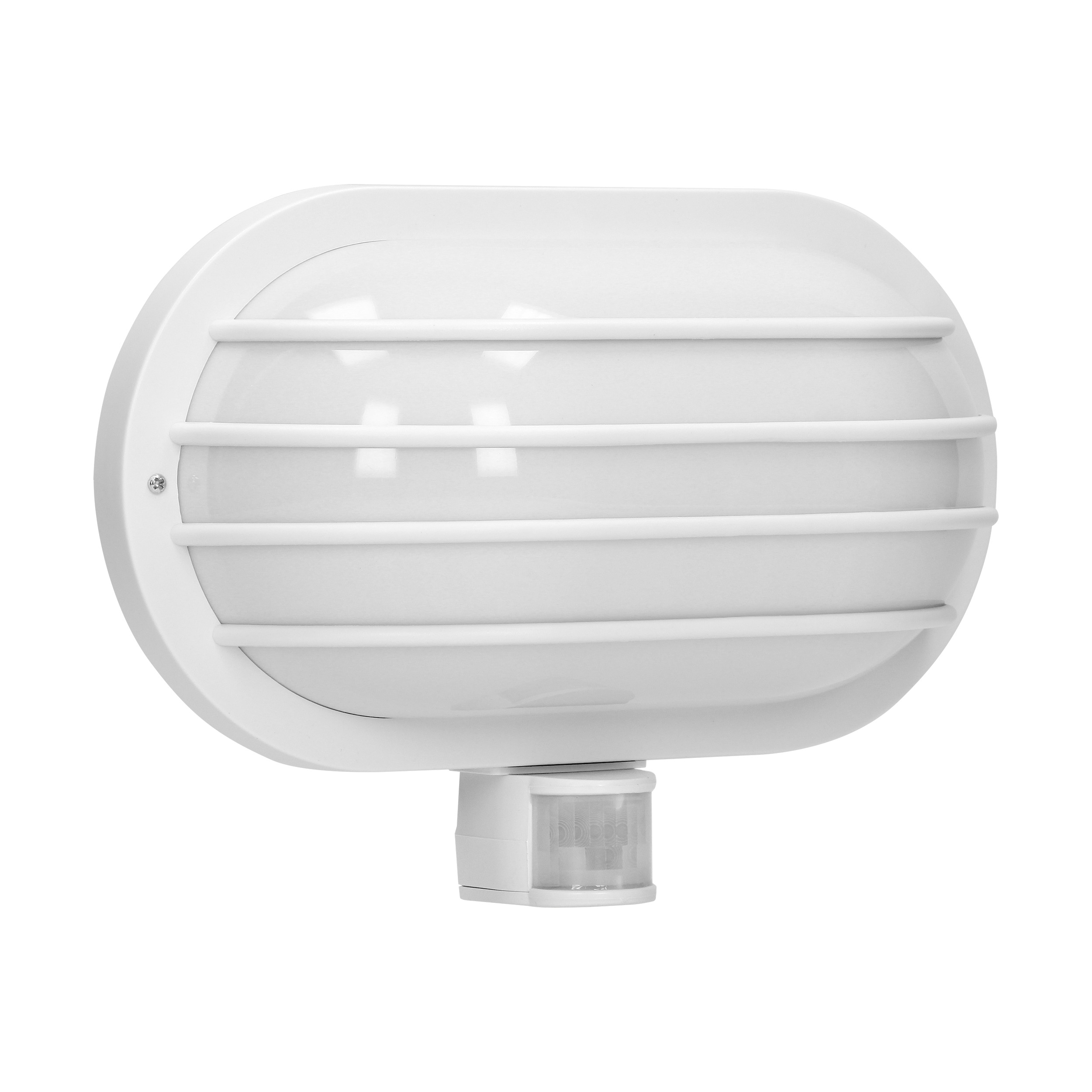 SOLANO, oprawa ogrodowa z czujnikiem ruchu 180st, 1x60W, E27, IP44, plastik, biała
