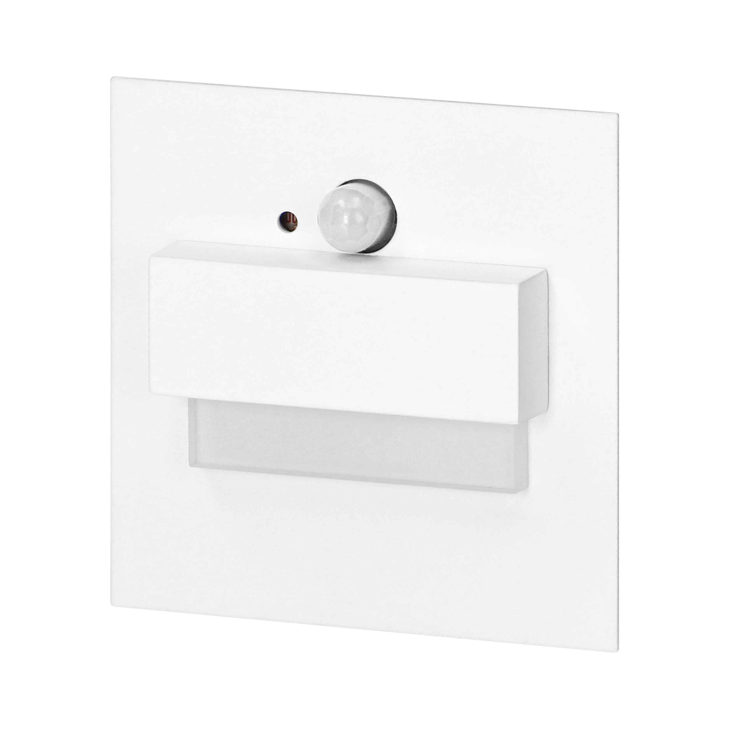 TRACO LED 1,5W, oprawa schodowa podtynkowa, 12VDC, 30lm, 3000K, biała, czujnik ruchu i zmierzchu