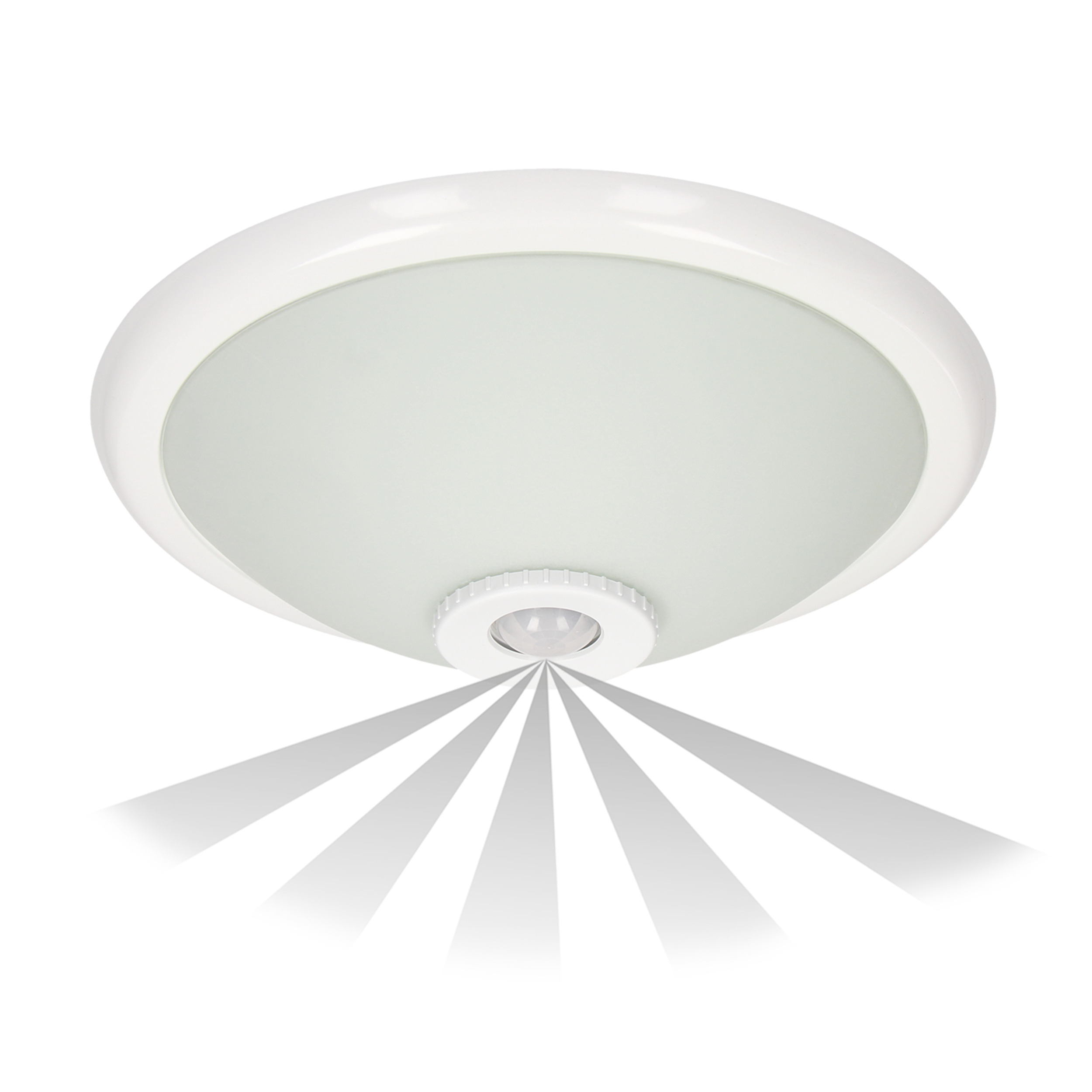 TERRAL, plafon oświetleniowy z czujnikiem ruchu 360st, 2x40W, E27, IP20, szkło matowe