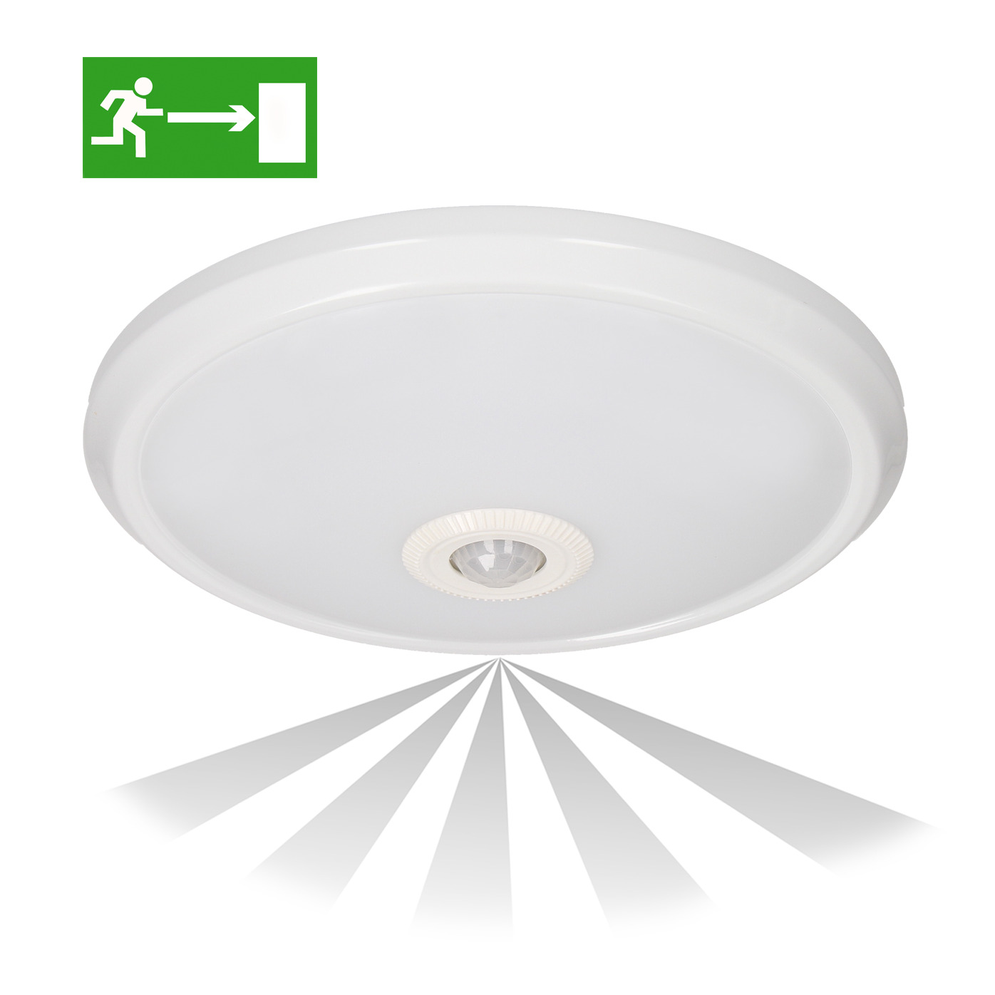 ZONDA LED EMERGENCY 12W/1,2W, plafon z czujnikiem ruchu, 800lm/80lm, IP20, 4000K, poliwęglan mleczny, biały