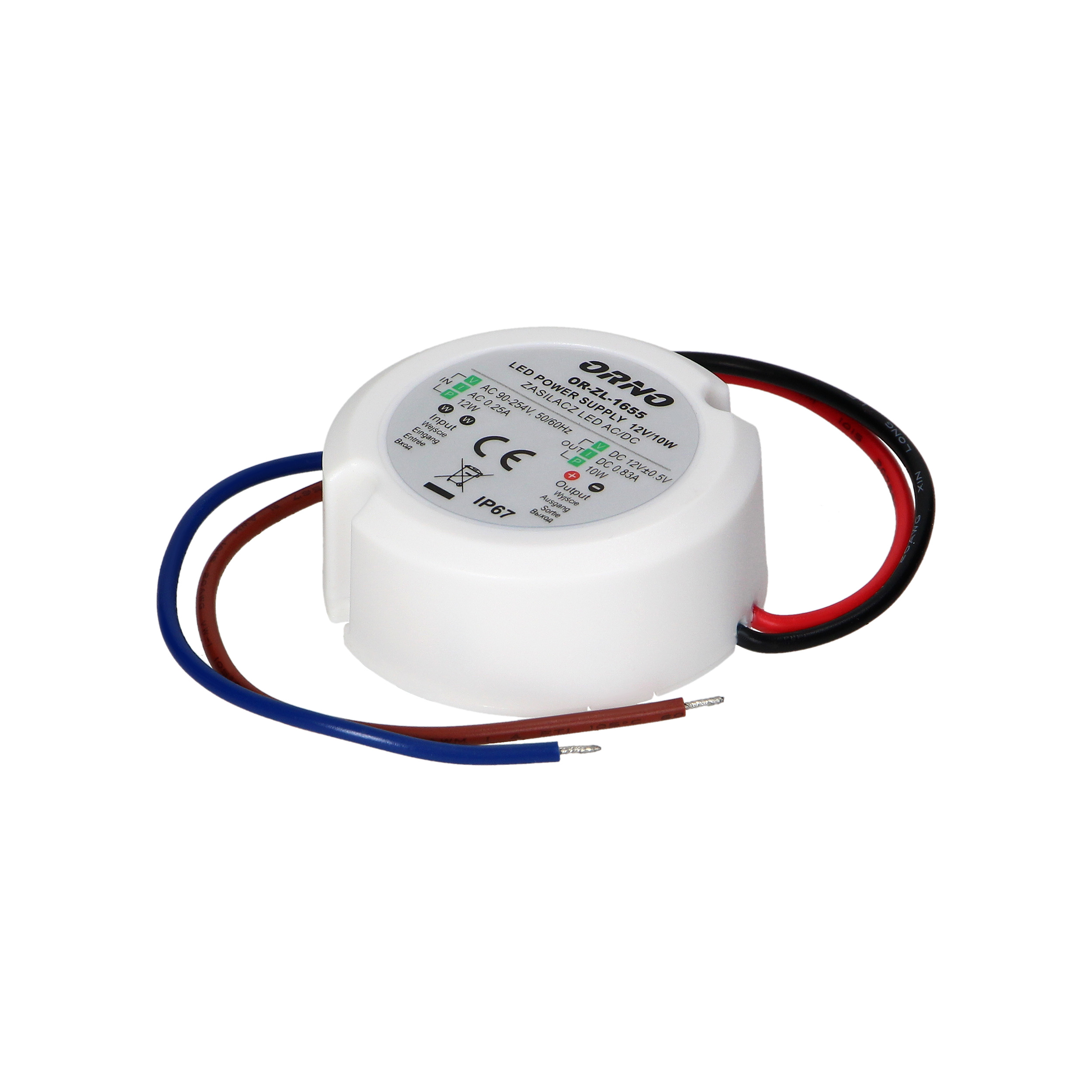 Zasilacz do LED do puszki 12VDC 10W, IP67