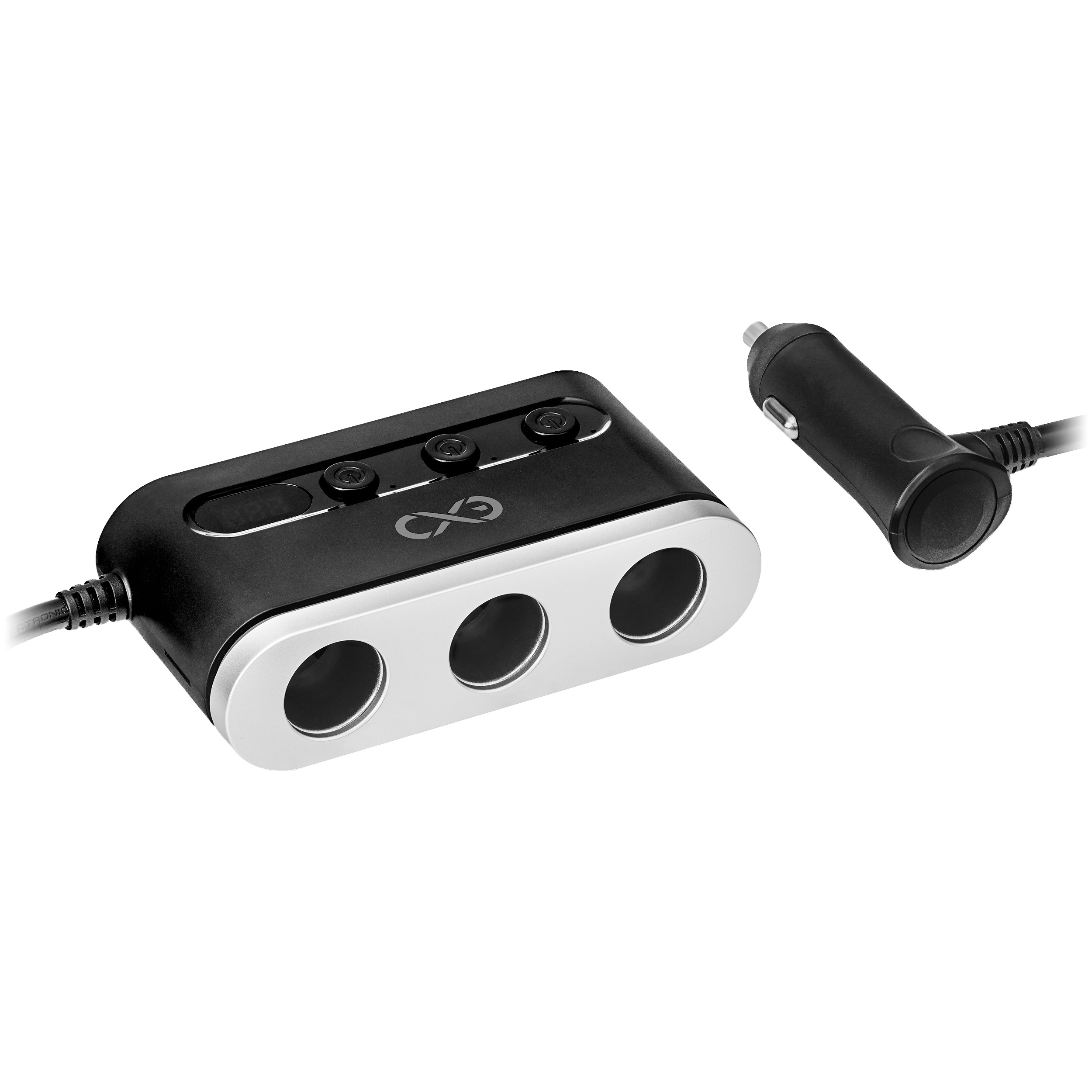 EXC Mobile rozdzielacz samochodowy SHARE, 3xGZ + 2xUSB-A, czarno-srebrny