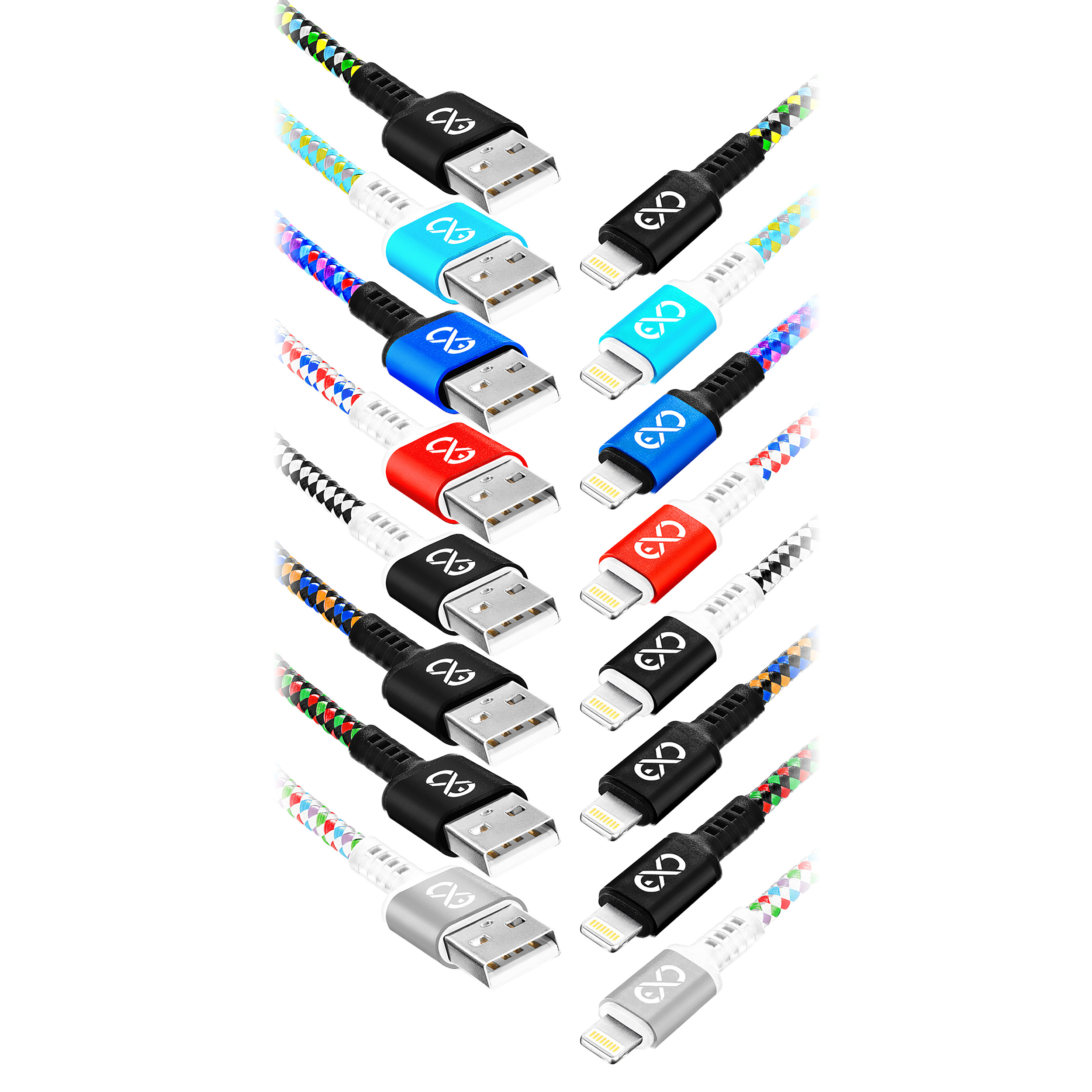 EXC Mobile kabel USB - Lightning DIAMOND, 1.5M, 2.4A, szybkie ładowanie, kolor mix
