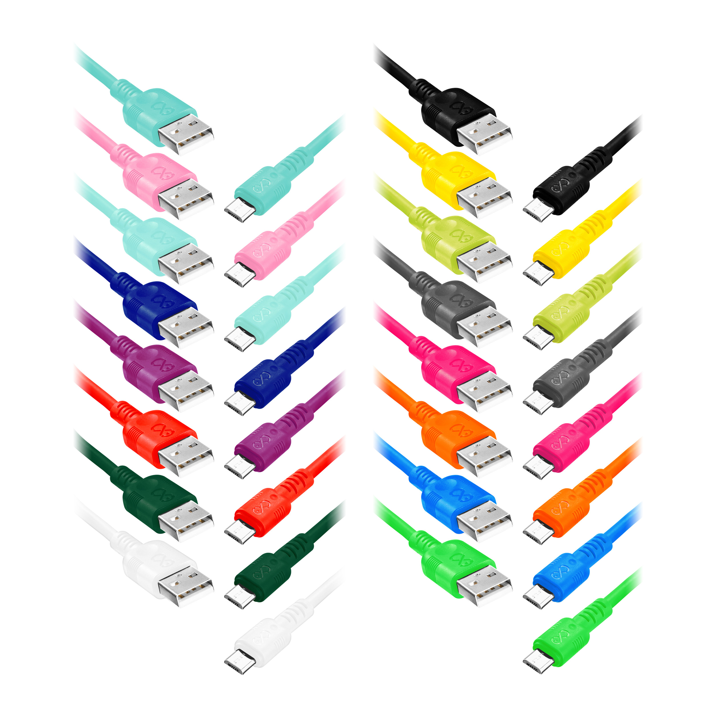 EXC Mobile kabel USB - micro USB WHIPPY, 0.9M, 3A, szybkie ładowanie, kolor mix