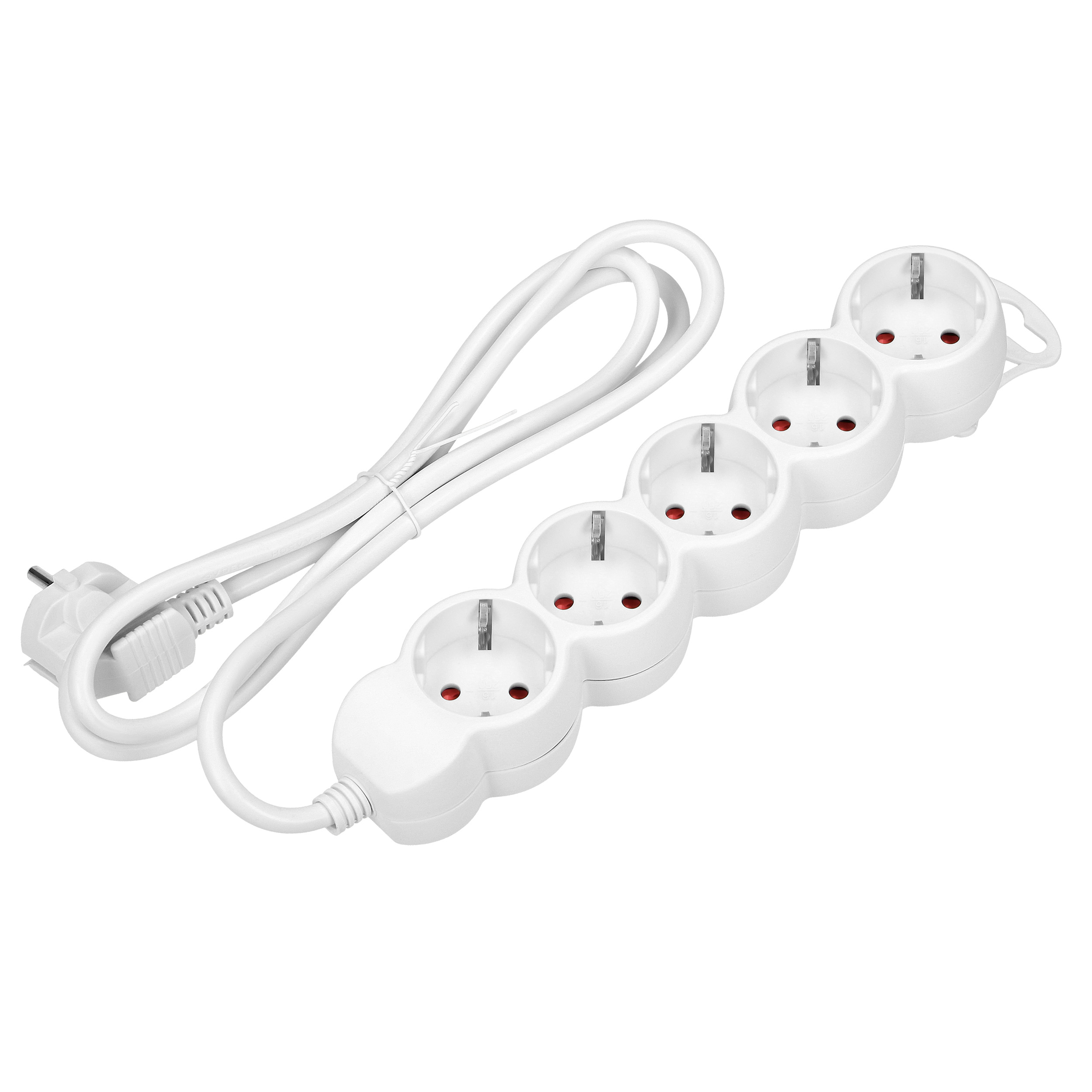 Przedłużacz 5-krotny 2P+Z (Schuko), 3m H05VV-F 3x1,0mm?, Imax=10A, biały
