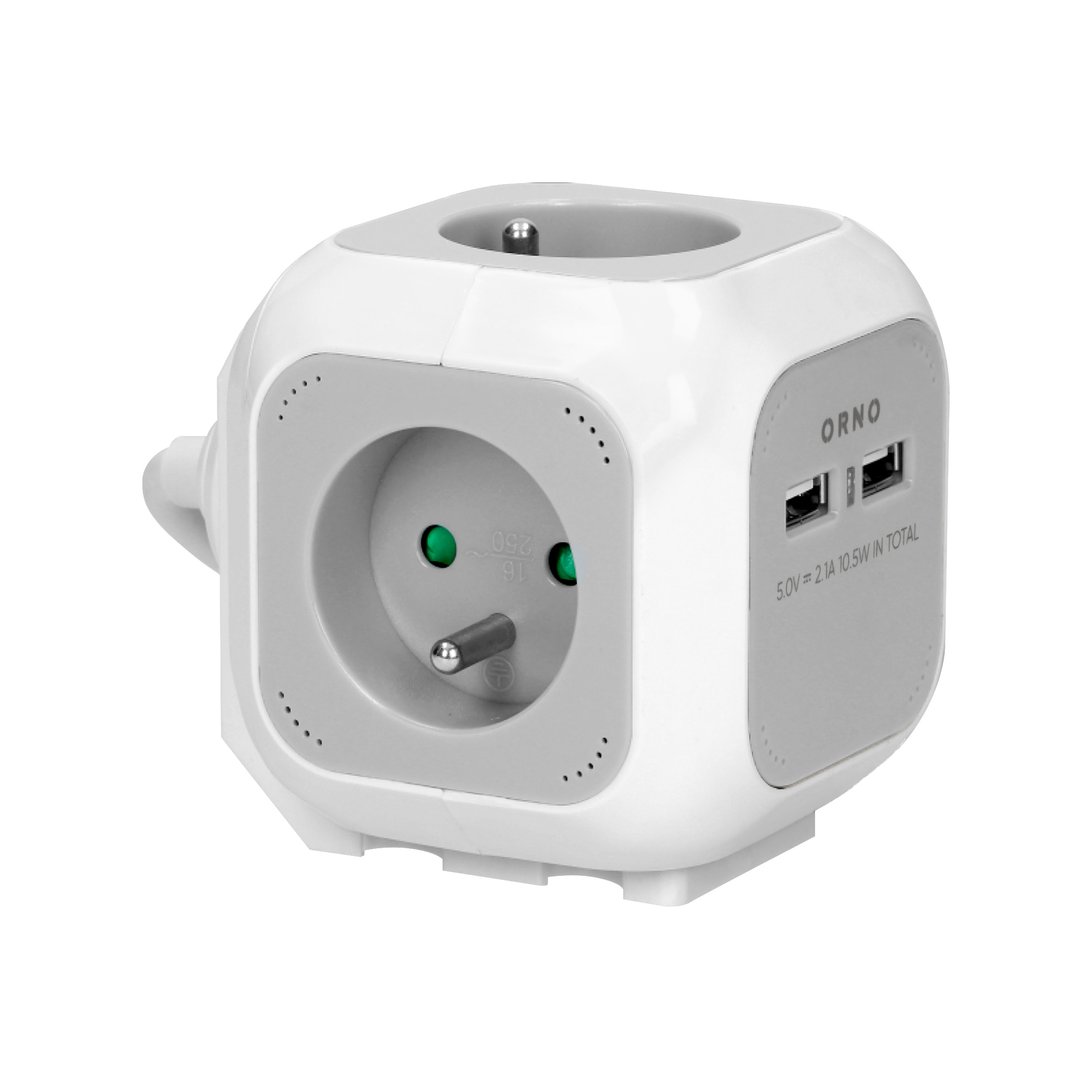 Przedłużacz 4 krotny 2P+Z, ładowarka 2xUSB, 1,4m H05VV-F 3x1mm?, szaro-biały