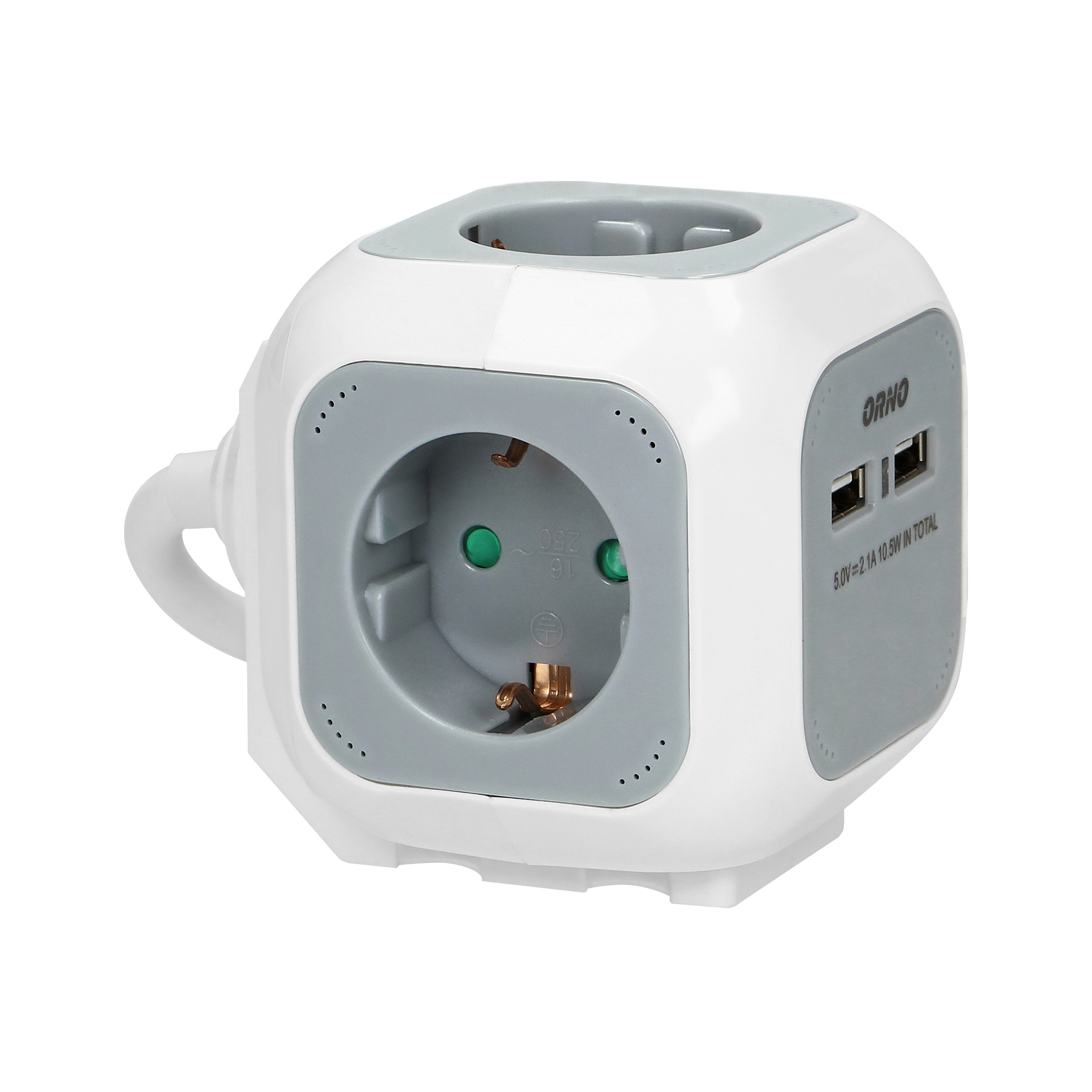 Przedłużacz 4 krotny 2P+Z (Schuko), ładowarka 2xUSB, 1,4m H05VV-F 3x1,5mm?, szaro-biały