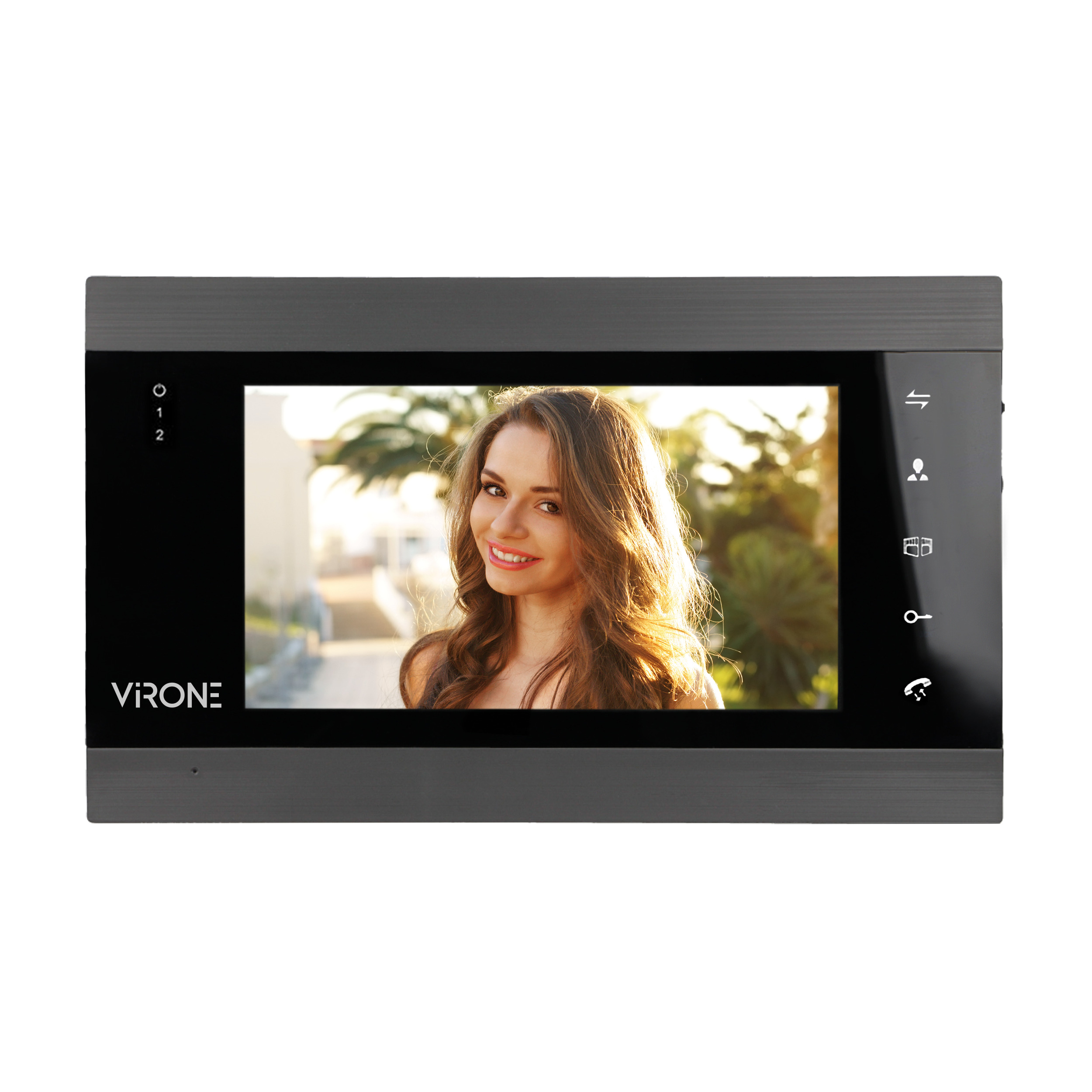 Kolorowy wideo monitor 7" z darmową aplikacją na telefon do zarządzania komunikacją wewnętrzną i zewnętrzną, funkcją nagrywania filmów i obrazów oraz z możliwością sterowania bramą.