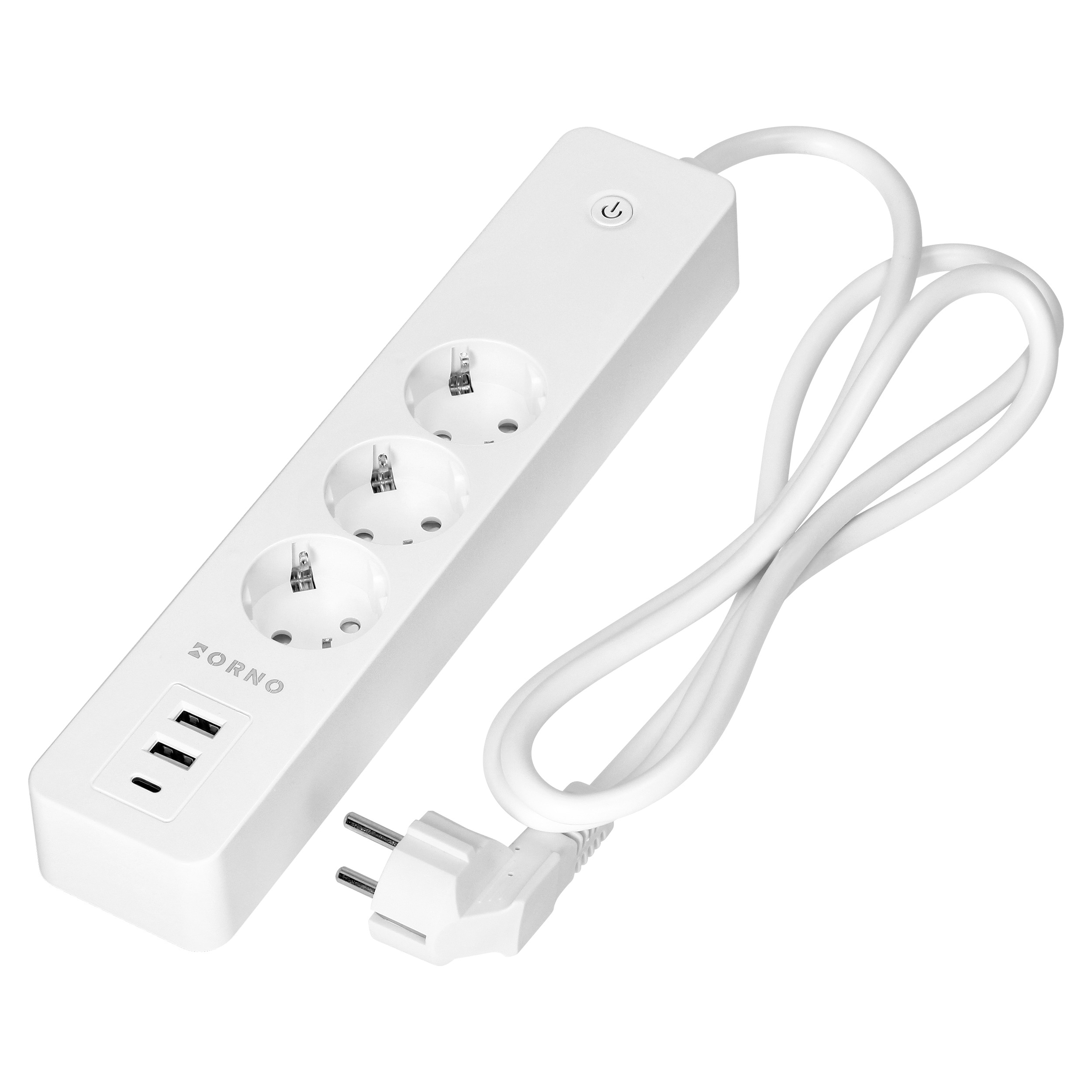 Przedłużacz z 3 gniazdami Schuko z uziemieniem i wyłącznikiem 3xUSB, Tuya Smart Wi-Fi, biały