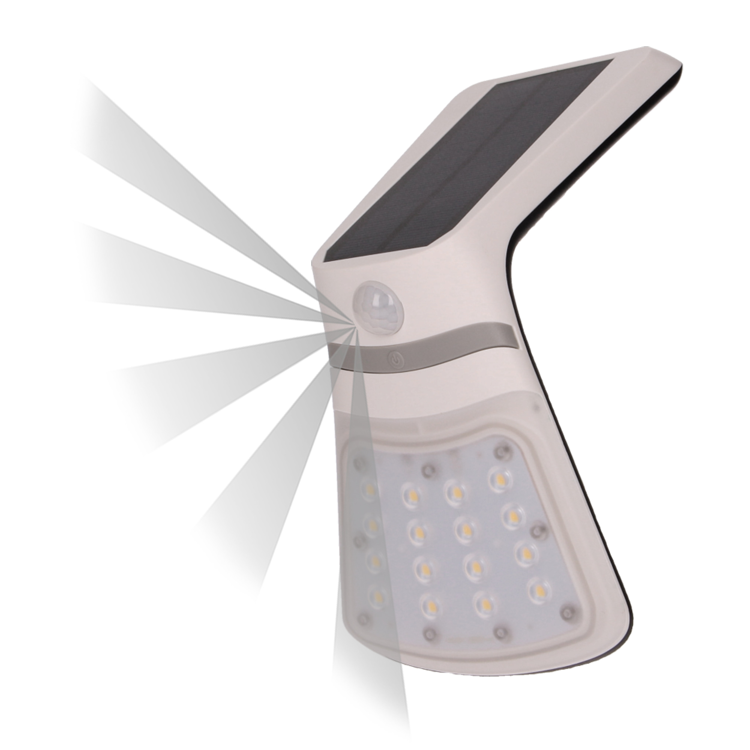 NOCTURNE LED 2W, lampa solarna z czujnikiem ruchu 120st, 240lm, IP65, 4000K, 1200mAh, podwójne źródło światła, biała