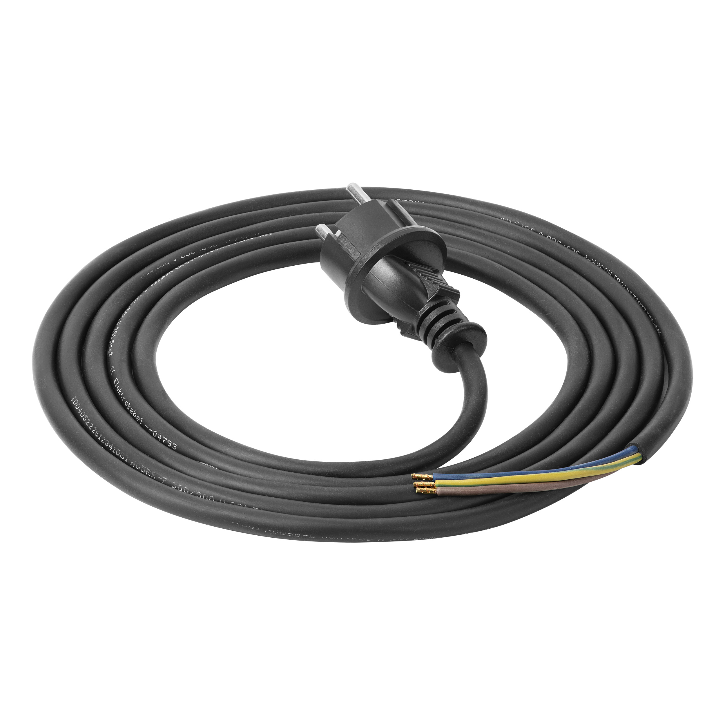 Przewód przyłączeniowy w izolacji gumowej z wtyczką Uni-Schuko H05RR-F 3x1mm2, 3m, czarny