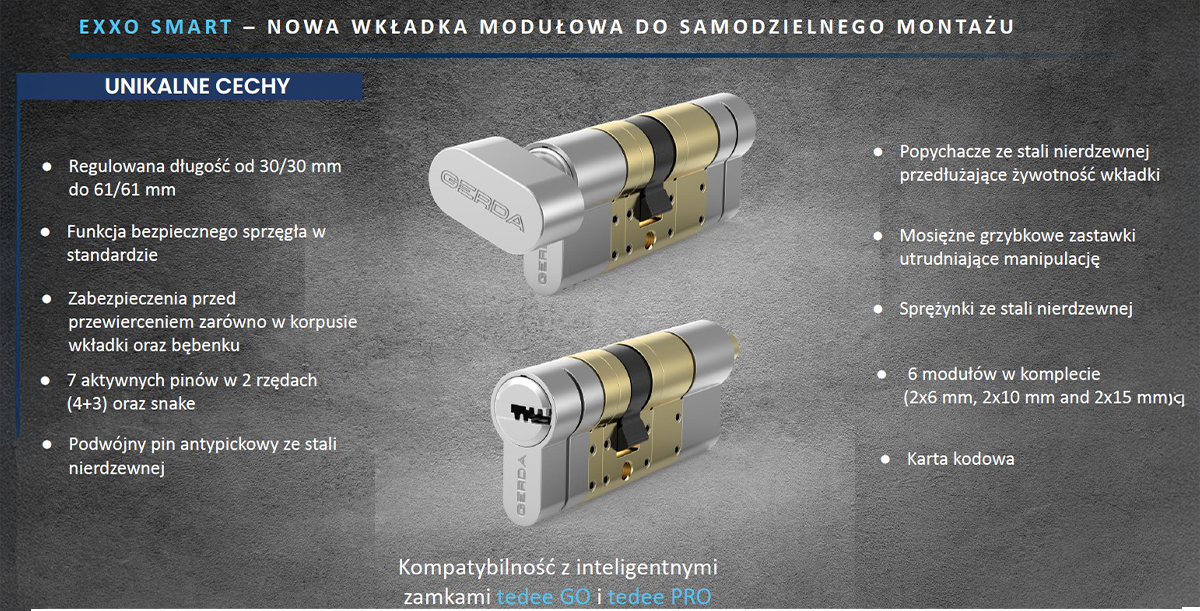 Gerda EXXO Smart M G61/61 – wkładka modularna z gałką