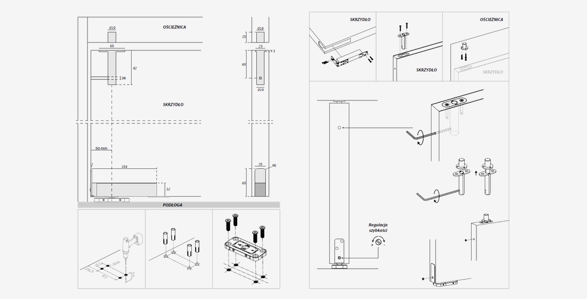Precyzyjny mechanizm hydrauliczny CAM i wymiary montażowe