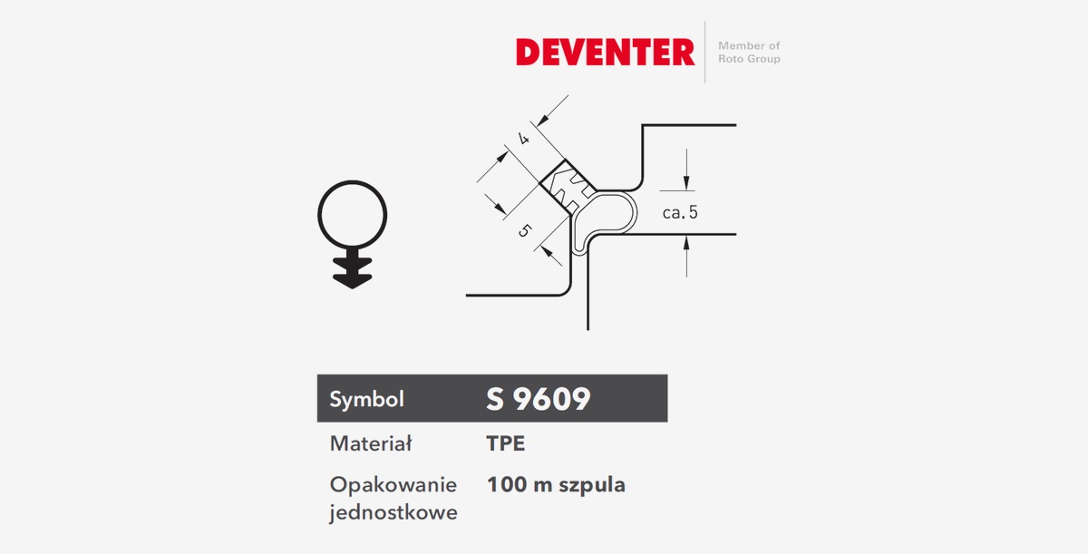 Uszczelka profilowa Deventer S 9609 z TPE