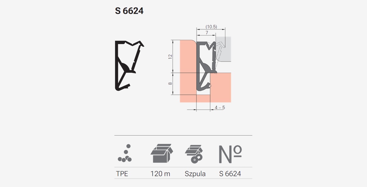 Uszczelka przylgowa Deventer S 6624 do okien drewnianych